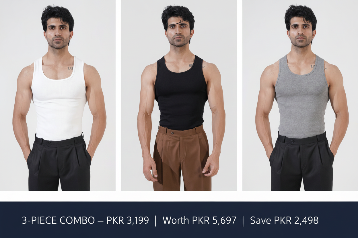 Tank Top Combo – White, Black, Grey