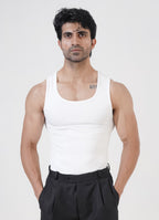 White Ribbed Tank Top