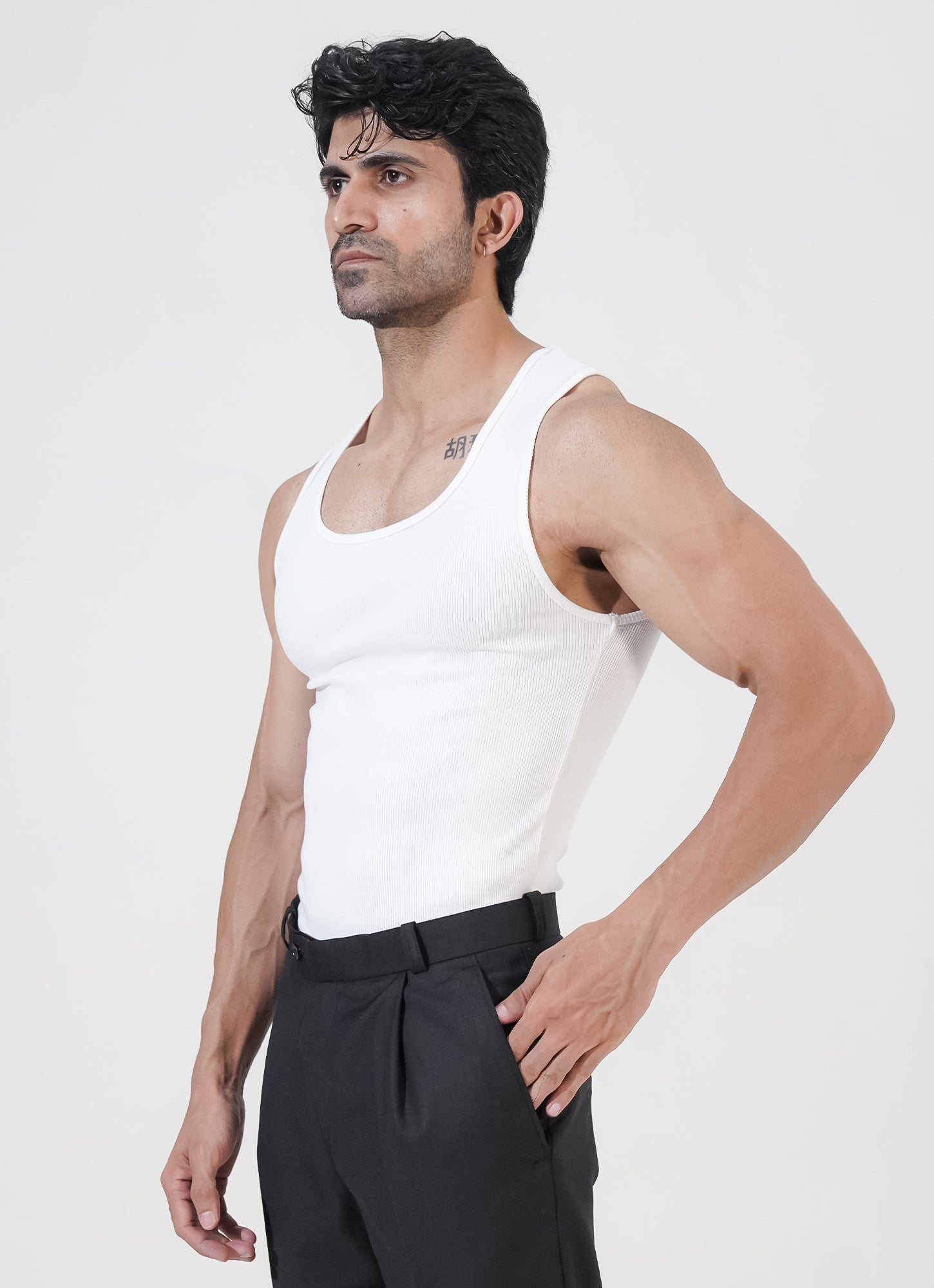 White Ribbed Tank Top