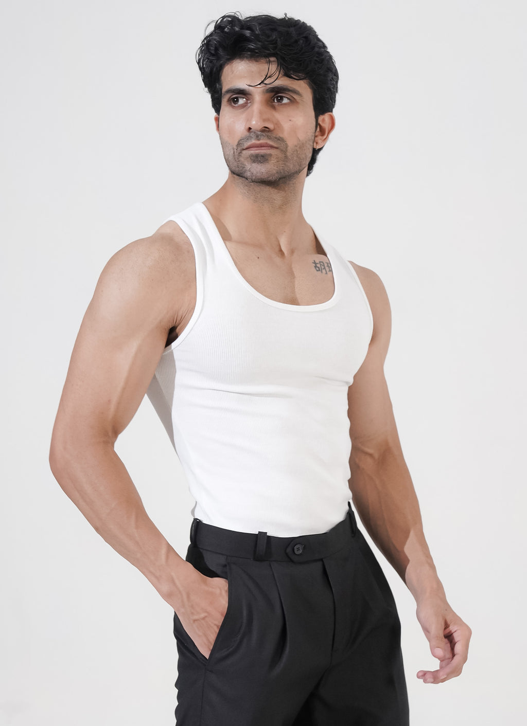 White Ribbed Tank Top