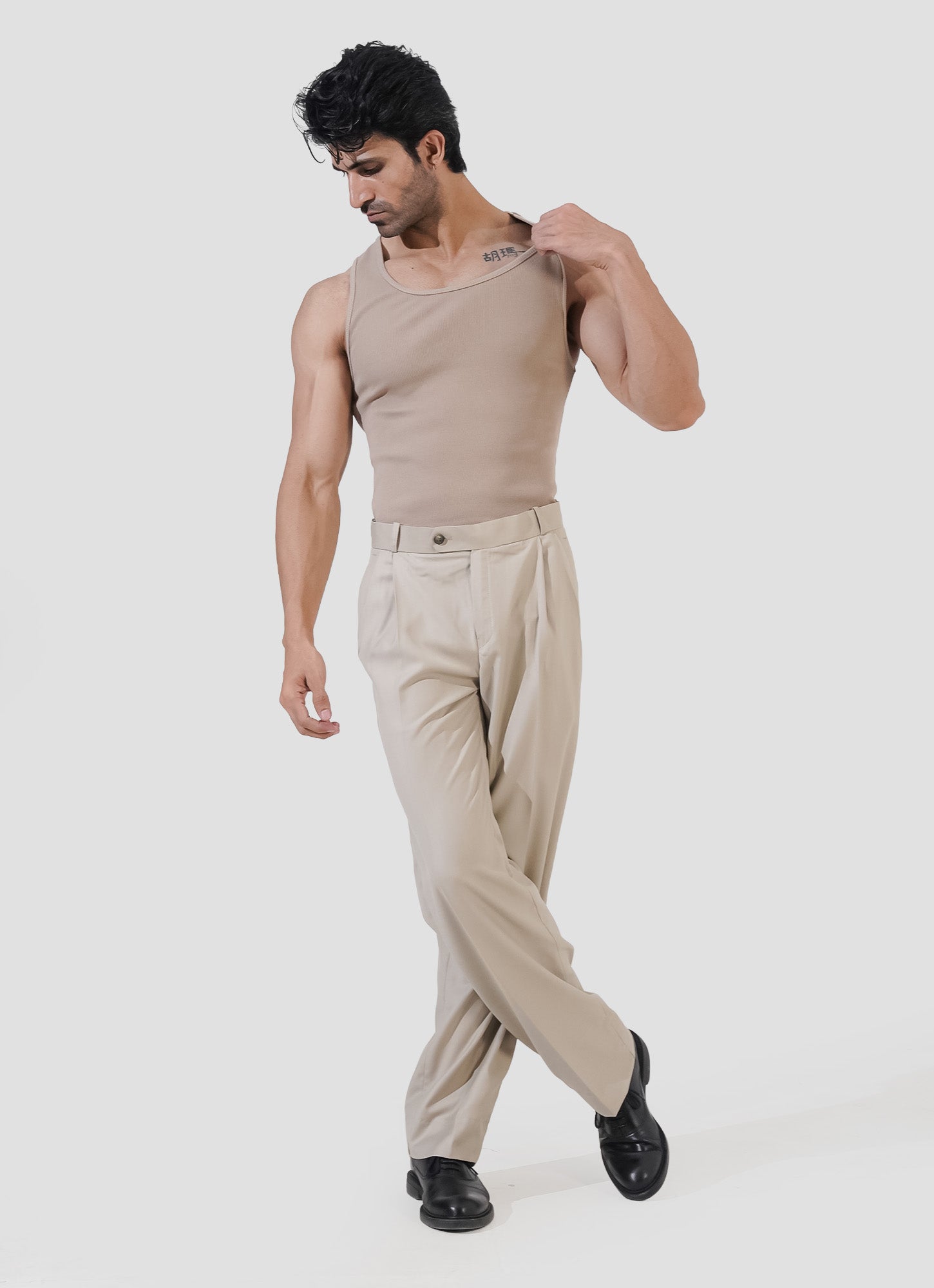 Double Pleated Pants - Beige