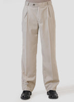 Double Pleated Pants - Beige