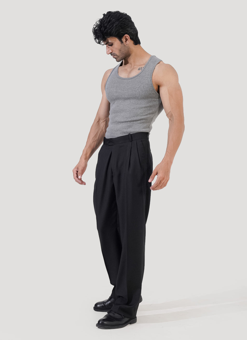 Double Pleated Pants — Black