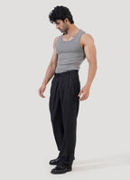 Double Pleated Pants — Black