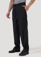 Double Pleated Pants — Black