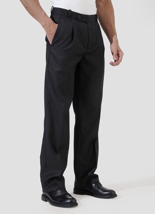 Black Single Pleated Pants