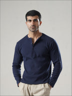 Blue Ribbed henley