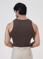 Brown Ribbed Tank Top