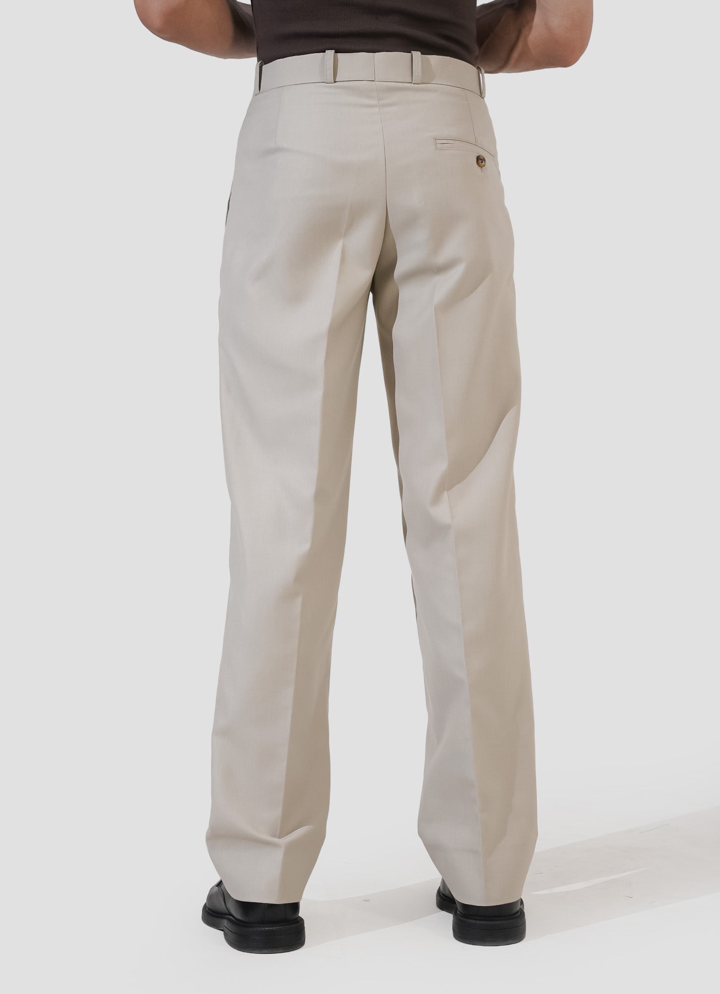 Beige Single Pleated Pants
