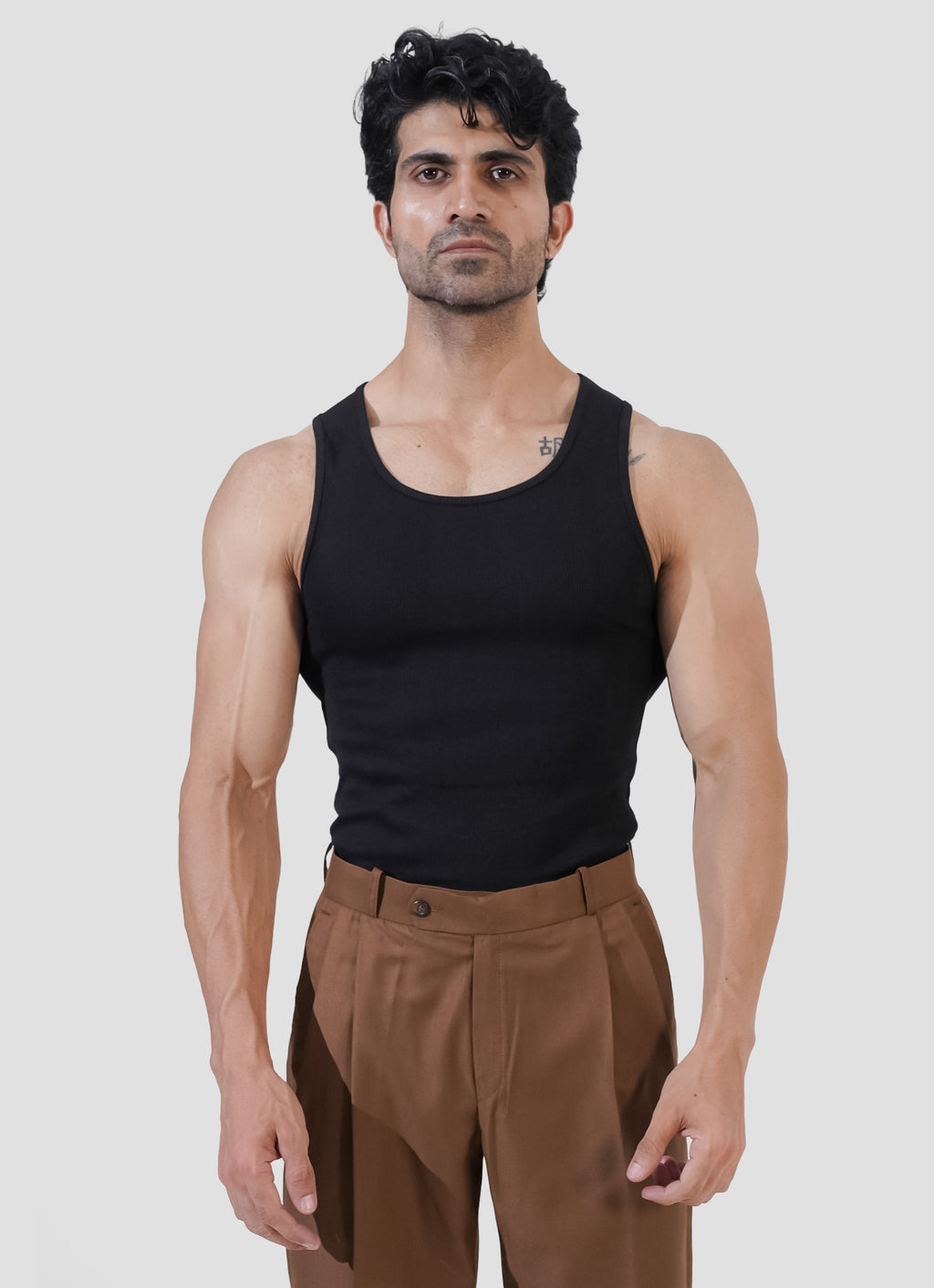 Black Ribbed Tank Top