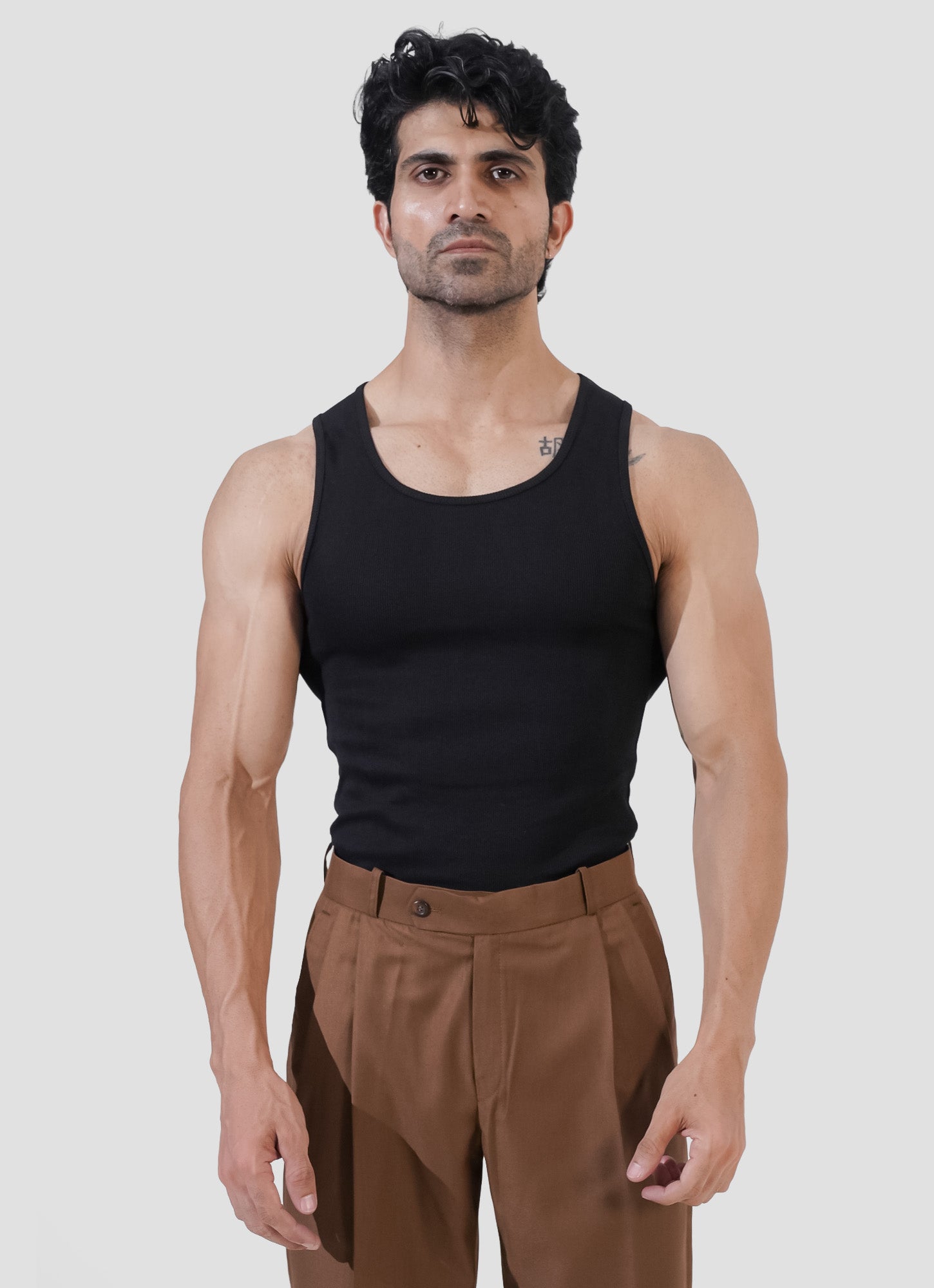 Black Ribbed Tank Top