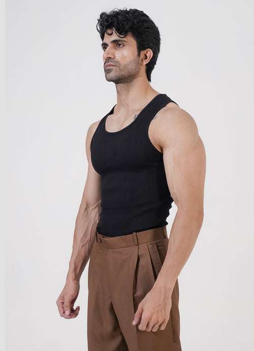 Black Ribbed Tank Top
