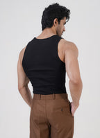 Black Ribbed Tank Top
