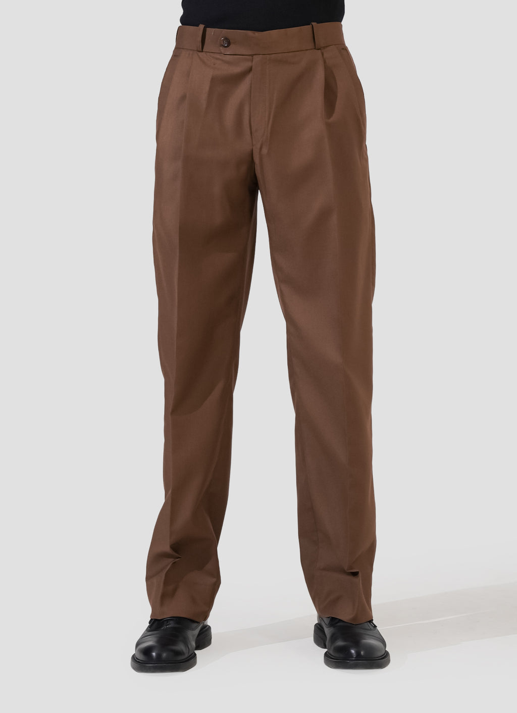 Double Pleated Pants — Brown