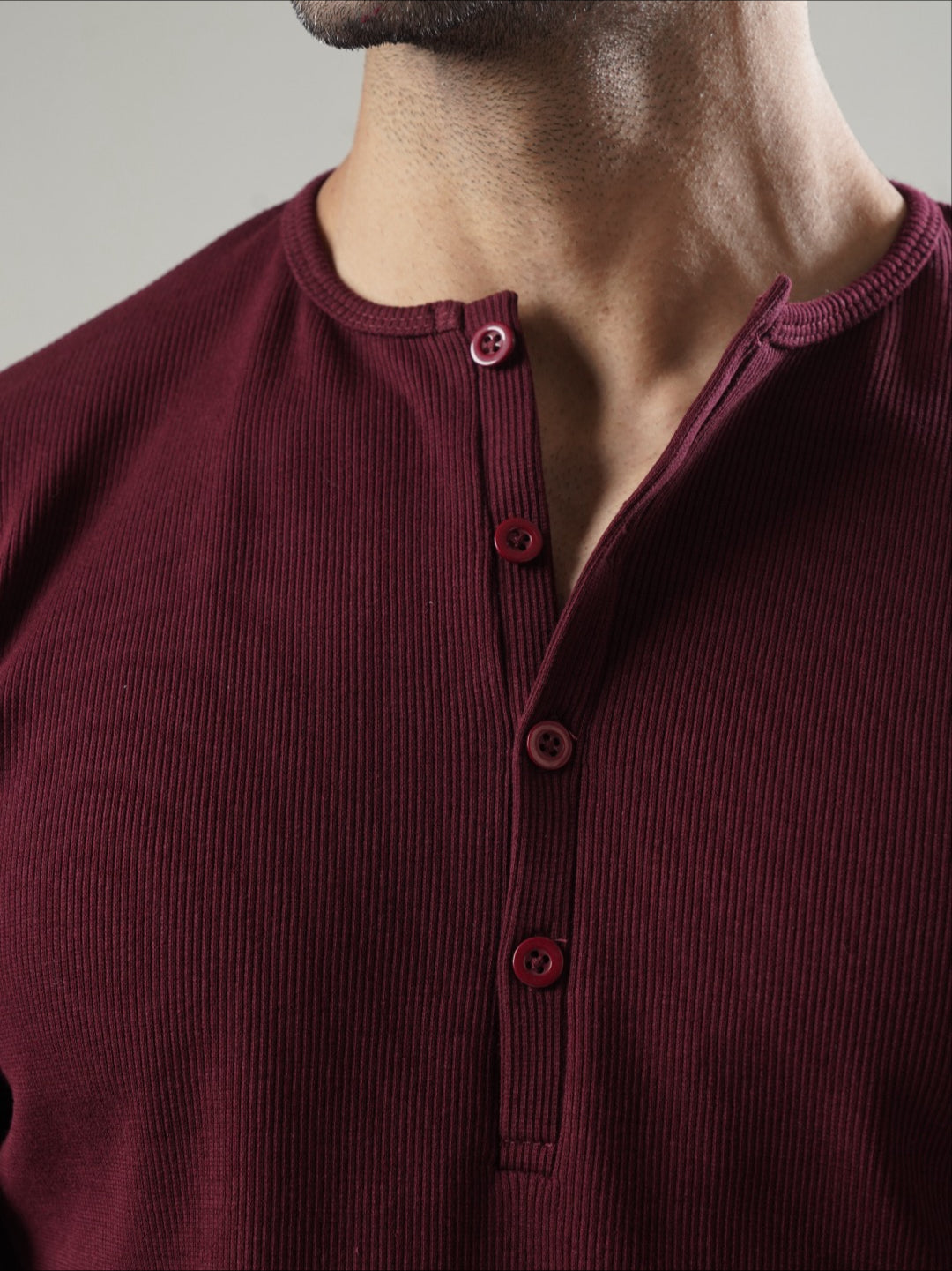 Maroon Ribbed henley