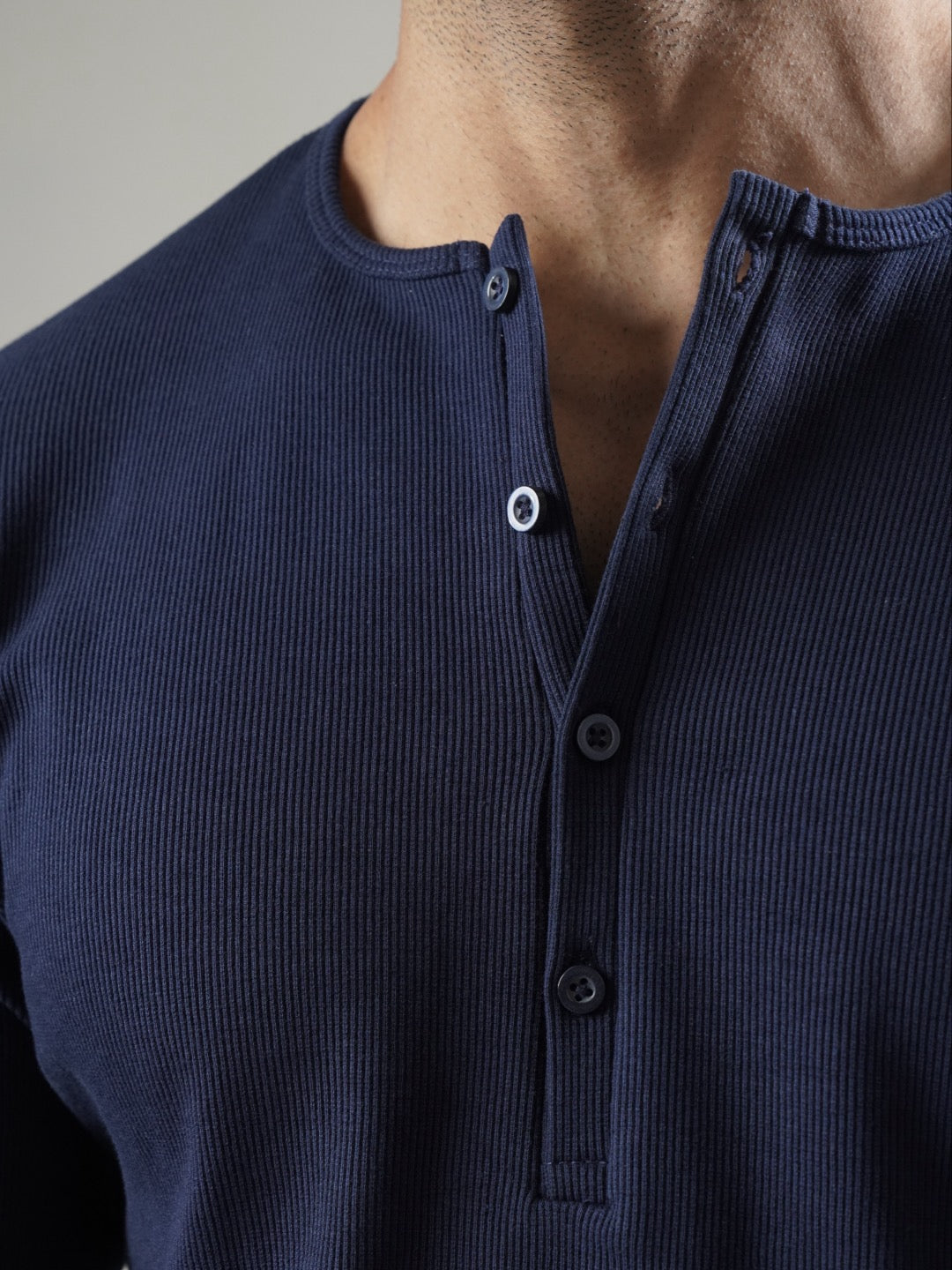 Blue Ribbed henley