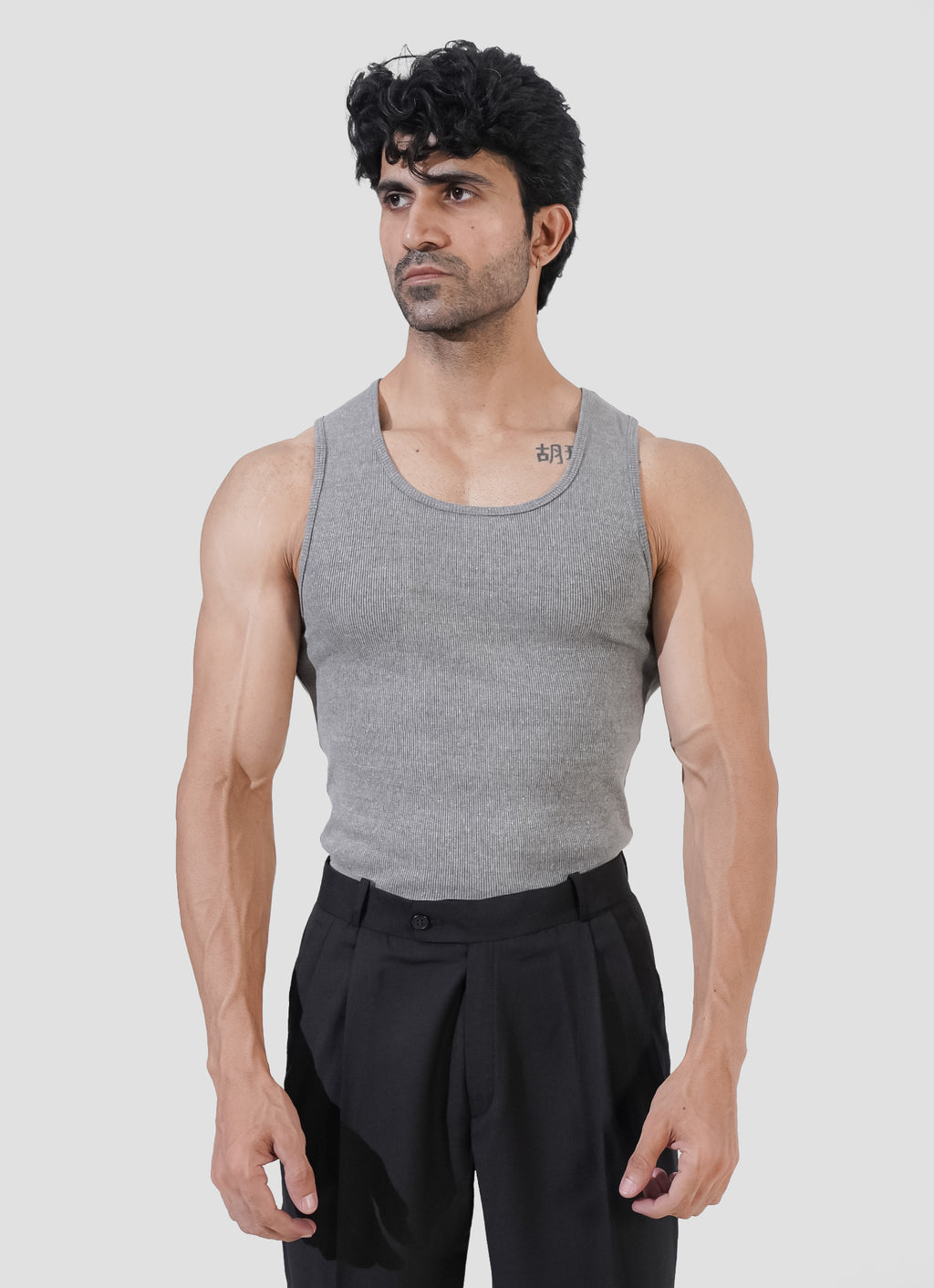 Grey Ribbed Tank Top
