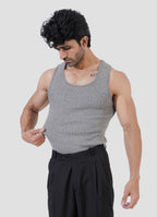 Grey Ribbed Tank Top