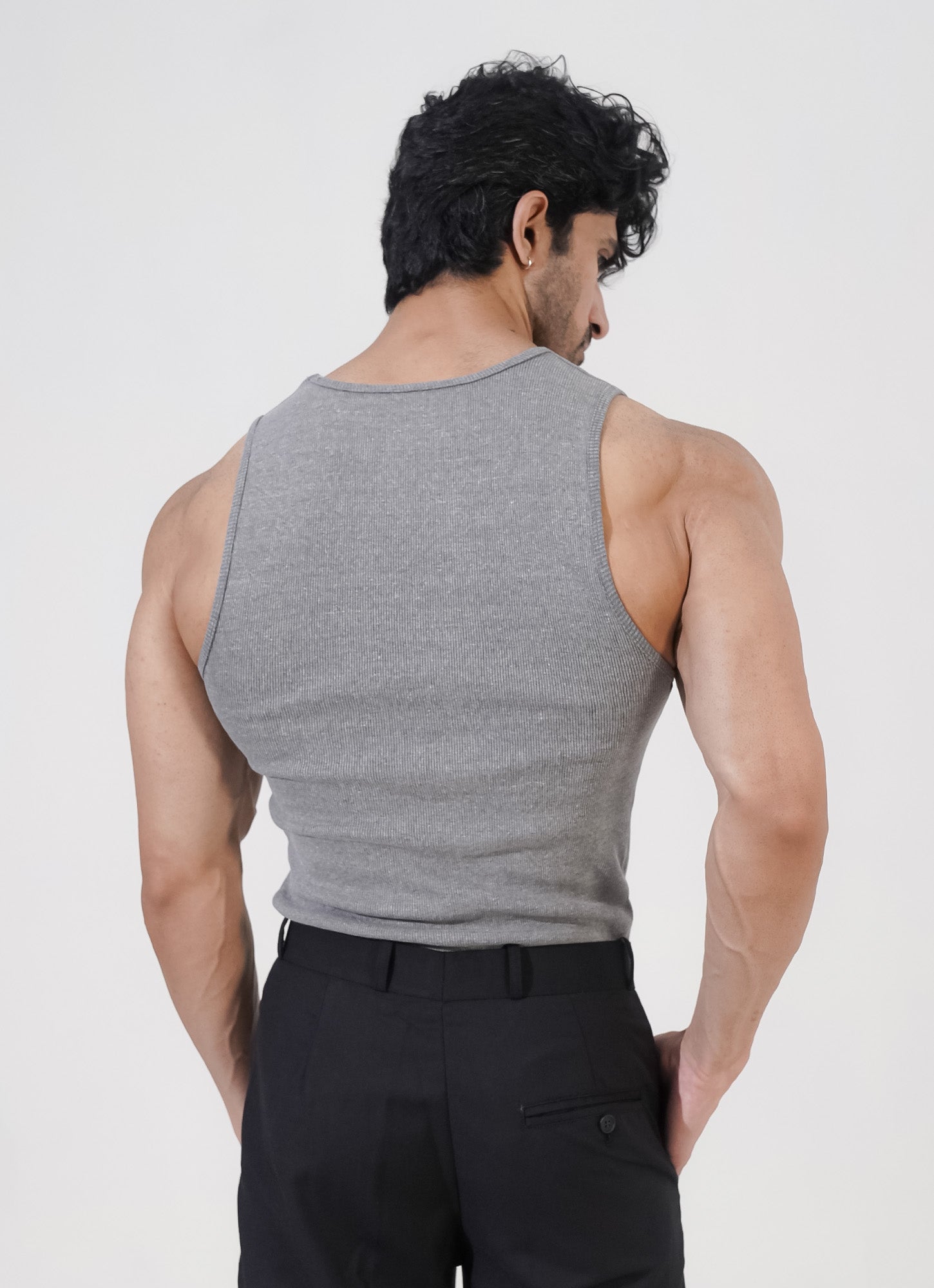 Grey Ribbed Tank Top