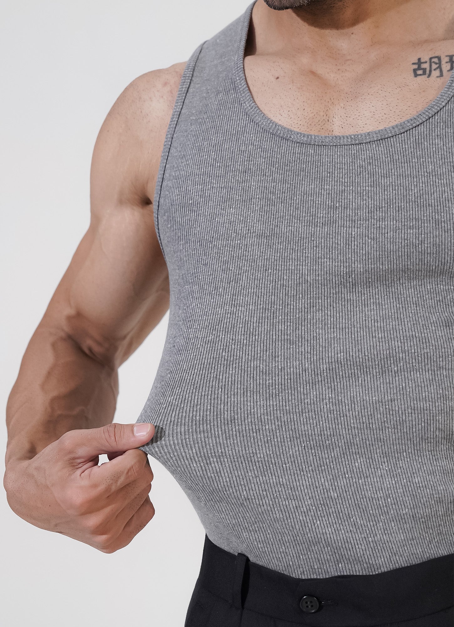 Grey Ribbed Tank Top