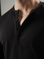 Black Ribbed henley