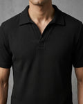 Open Placket Polo – Black