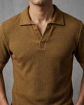 Open Placket Polo – Brown