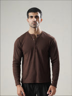 Brown Ribbed henley