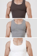 Tank Top Combo – Grey, Brown, White
