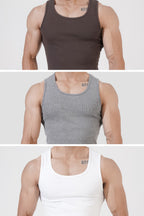 Tank Top Combo – Grey, Brown, White