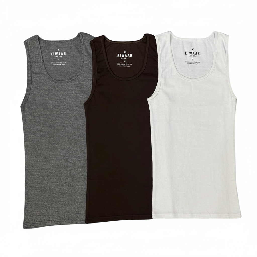 Tank Top Combo – Grey, Brown, White
