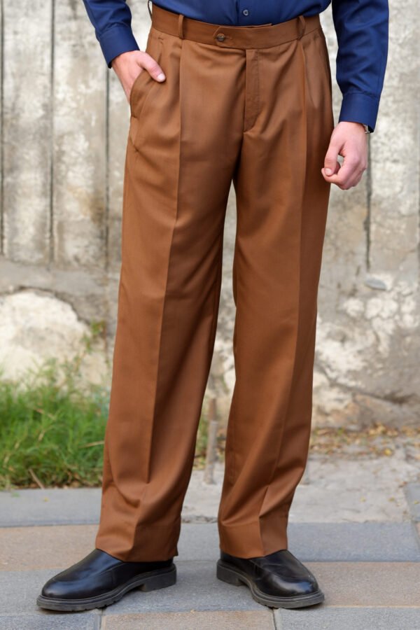 Brown Double Pleated Pants